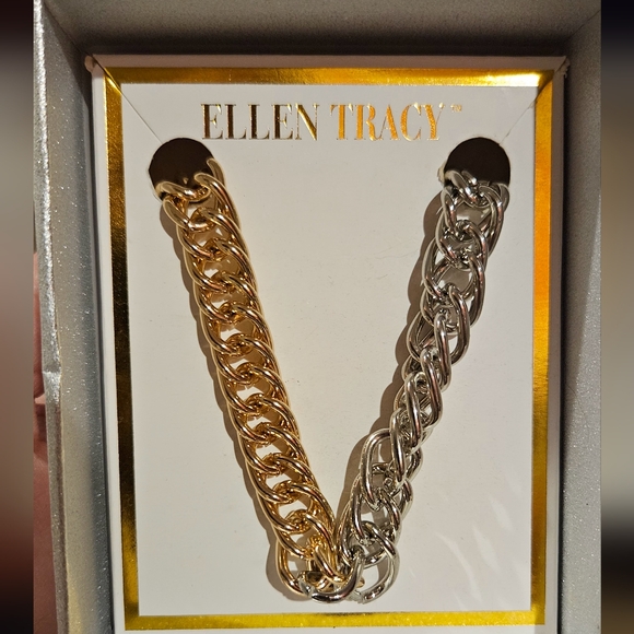Ellen Tracy Dual Tone Chain-Link Necklace - Picture 1 of 5